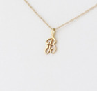 14k Yellow Gold Letter B Initial Necklace 18" Chain