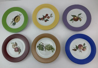 Set of 11 PHILIPPE DESHOULIERES LIMOGES Bread / Dessert Porcelain Plates FRUITS - Image 1 of 4