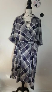 Eliza J Check Surplice Midi Dress Plus Size 22W - Picture 1 of 6