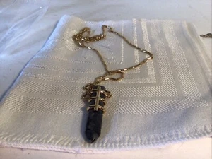 Stella and Dot Gold Legend Necklace , Pendant Is  2 Inches Tall A Marble Look. - Picture 1 of 9
