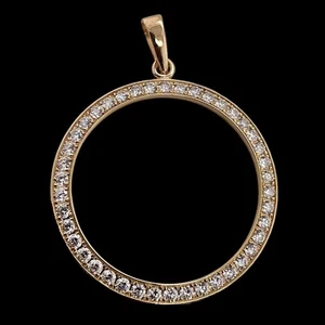 14ct Yellow Gold Circle Diamond Pendant cast 8.97gm Preloved - Picture 1 of 8