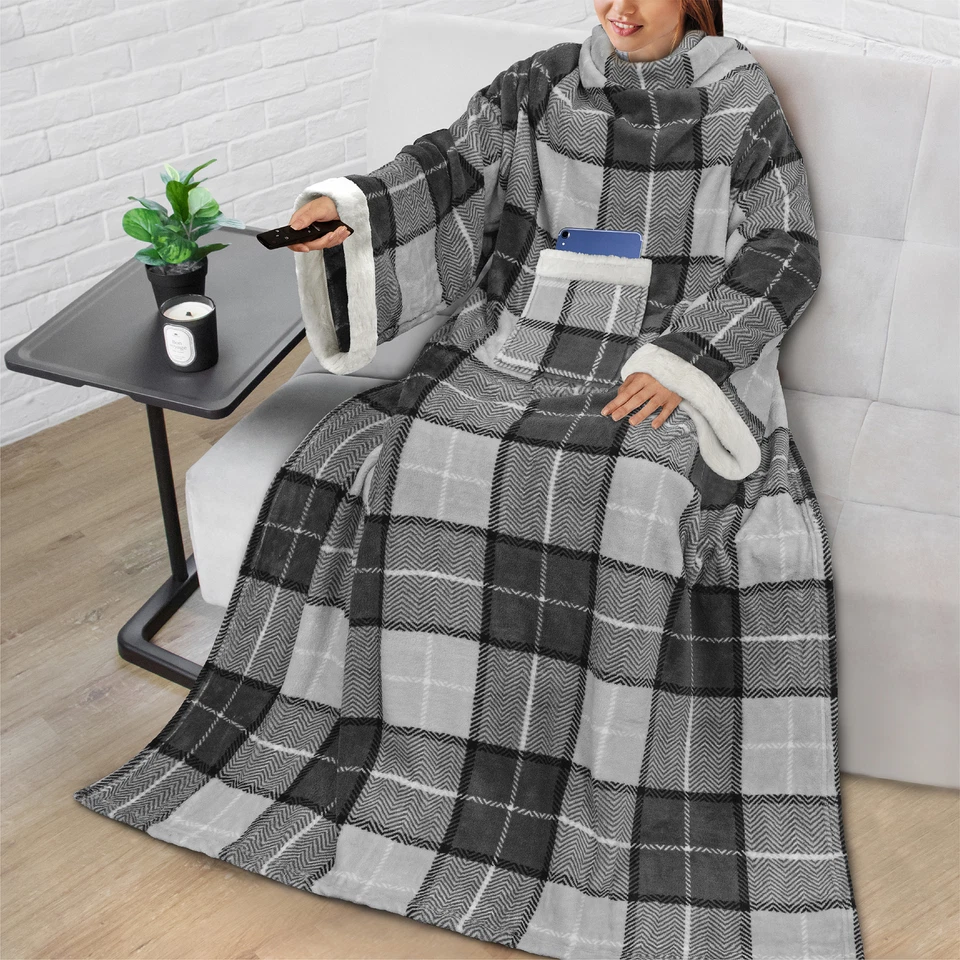 Manta Usable con Mangas Bolsillo Vellón Cálida TV Salón Manta Regalo Adultos Foto 1 de 1