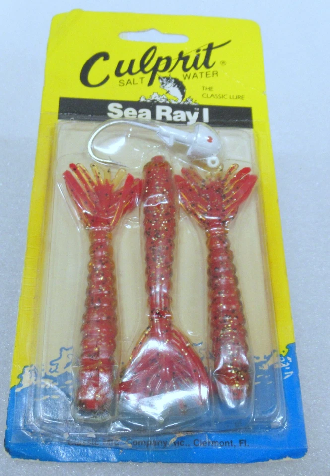 Винтажная новая рыболовная приманка на карте Culprit Sea Ray I Red Sparkle Bloody Mary 4 дюйма - Изображение 1 из 4