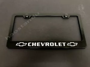 CHEVROLET Black Metal License Plate Frame included 2 free screw caps and caps - Picture 1 of 2