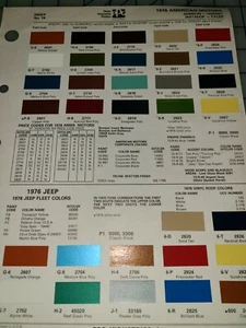 1976 AMC American Motors Color Chip Sheet Brochure  - Picture 1 of 1