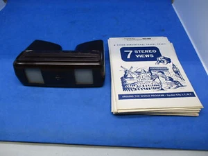 Tru-Vue Card Viewer / Stereoscope Brown Vintage Viewer with 9 Viewing Cards - Picture 1 of 3