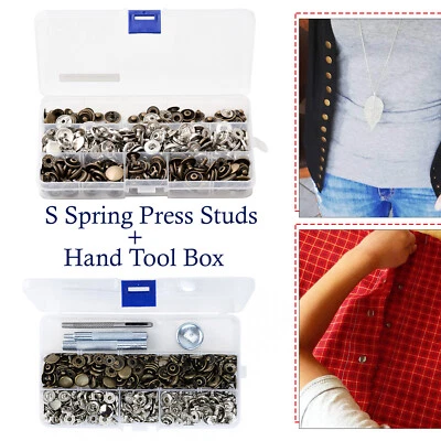 S Spring Press Studs Snap Fasteners with Hand Tool Kit Handbags Purses Clothing - Image 1 of 4