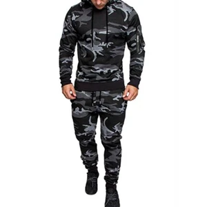 Men Jogging Set Soft Sweatsuit Casual Hoodie Top Pant Gym Sports Wear Sweat Suit - Picture 1 of 25