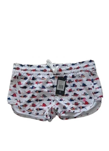 Scales Boardshorts Womens size M Medium shorts Trippy Fish White Stretch NEW - Picture 1 of 5