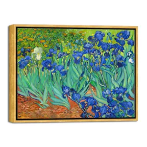 Framed Wall Art Canvas Prints Irises by Van Gogh Paintings Bronze Gold Frame - Picture 1 of 7