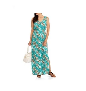 New SIZE Medium 8-10 Women's V-Neck Maxi Dress with Smocked Waist "New" - Picture 1 of 1