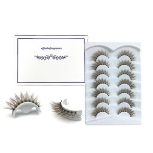 Brown faux Mink Eyelashes - Fluffy Wispy Lashes natural look 7 Pairs - Picture 1 of 7