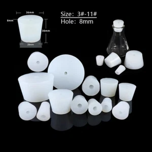 With Hole Airlock Valve Silicone Plug Test Tube Tapered Brew Wine Bottle Stopper - Picture 1 of 27