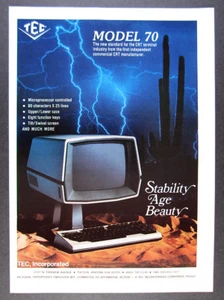 TEC Modelo 70 CRT 1977 Terminal de computadora foto anuncio impreso vintage - Imagen 1 de 1