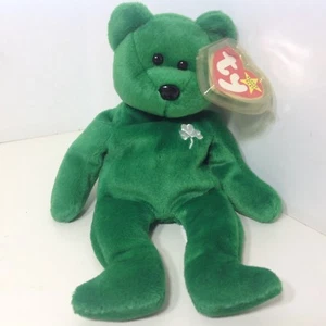 Retired Beanie Baby Ty ERIN Irish Bear Shamrock Green - Picture 1 of 4