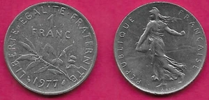 FRANKREICH 1 FRANC 1977 VZ VZ FÜNFTE REPUBLIK, DER SÄMANN,ENTWORFEN VON OSCAR ROTY I - Bild 1 von 1