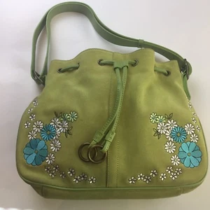 DVF Silk Assets Schultertasche grün Blumen Leder Diane von Furstenberg Handtasche - Bild 1 von 10