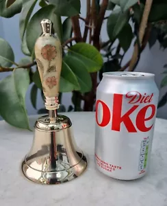 A STUNNING 18CM BRASS Hand School Bar bell ETCHED FLOWER HANDLE MAN CAVE - Picture 1 of 12