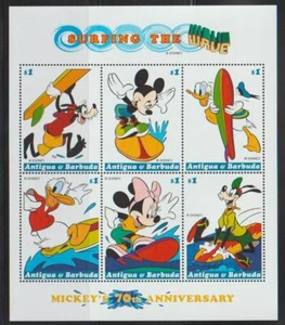 ANTIGUA & BARBUDA 1999 DISNEY MICKEY SURFING THE WAVE SS MNH - ANT649 - Picture 1 of 1