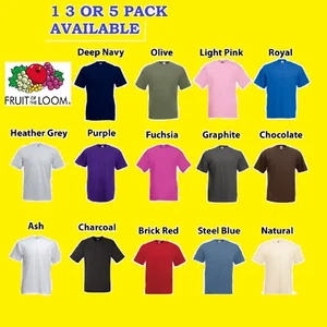 Lote de 1,3,5 camisetas Fruit of the Loom 100 % algodón lisas en blanco para hombre y mujer - Imagen 1 de 55