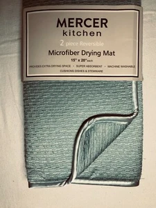 MERCER DRYING MATS (2) OCEAN BLUE 15 X 20 100% MICROFIBER NIP - Picture 1 of 1