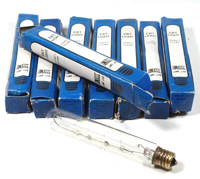 Lot of 8  TUBULAR Clear  "EXIT LIGHT" BULBS 20W 130 V  EXTRA  Model 20T6-1/2/CL - Image 1 of 4