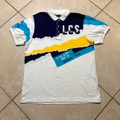RARE Vintage 1988 Le Coq Sportif Open Strasbourg Stade AOP Polo Shirt Large VTG - Image 1 of 4