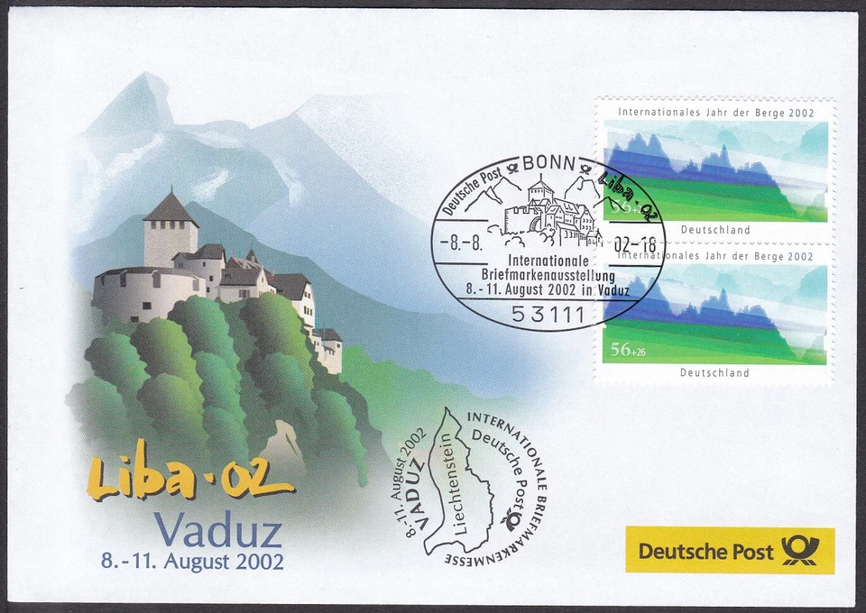 PEX0119 Intl. Stamp Exhibit. Germany Cover, LIBA 2002, Vaduz, Architecture - Image 1 of 1