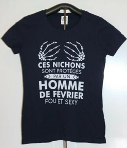 CES NICHONS SONT PROTEGES...FOU ET SEXY T Shirt Ladies Small, Blue - Picture 1 of 4