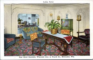 Salón de damas, Hotel Randolph, Milwaukee, Wisconsin - década de 1920 con postal - arrasado - Imagen 1 de 2