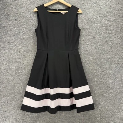 Vestido Calvin Klein Mujer 8 Negro Rayas Funda Midi Cremallera Sin Mangas Rayón Foto 1 de 4