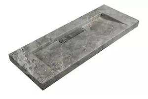 Hand Crafted Marble nature stone wash Basin Hermès matt grey wall hung 1600*450 - Picture 1 of 4