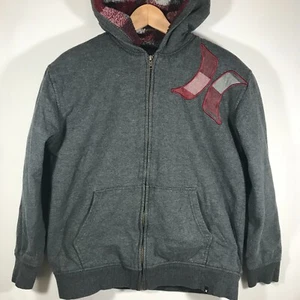 Hurley Kid's Youth Unisex Hoodie X-Large 18/20 Gray Full Zip Sherpa Lined Jacket - Picture 1 of 11