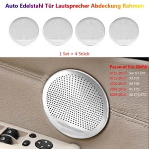 4x Für BMW X5 X6 E70 E71 X3 F25 X4 F26 F07 Edelstahl Tür Lautsprecher Abdeckung - Picture 1 of 17
