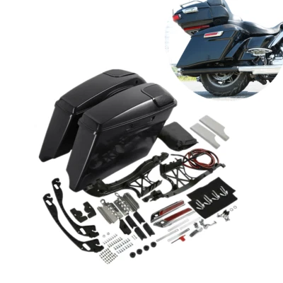 Alforjas duras estiradas de 4"" sin pintar aptas para Harley Touring Glide 2014-2025 Foto 1 de 4