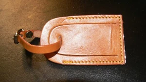 Vintage Louis Vuitton Tan Leather Luggage Tag with Buckle – Authentic - Picture 1 of 6