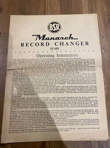 MONARCH UA8 AUTOMATIC RECORD CHANGER PLAYER Instructions - L177 - Picture 1 of 5