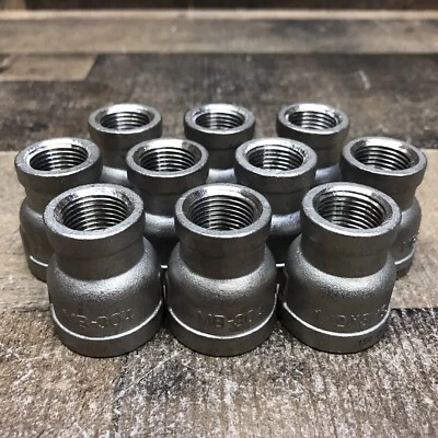 1/2” X 3/8” NPT Female Coupling 304 Stainless Coupler *Lot Of 10* Unused Surplus - Image 1 of 4