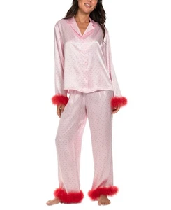 Conjunto de pijama para mujer Linea Donatella marabú con adornos de piel sintética - cobre oxidado, X-LARGE - Imagen 1 de 3