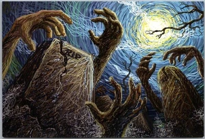 Halloween-Themed Oriental City Pub. 4x6 Postcard / Hands from the Grave / Unused - Picture 1 of 2