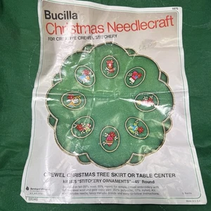 Vintage Bucilla Crewel Weihnachtsbaum Rock Tisch Mitte Handwerk Projekt 45" rund - Bild 1 von 4