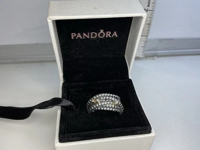 Pandora запутанный красоты кольцо Sz 5 бриллиант и 14k золото акценты сняты с производства - Изображение 1 из 4