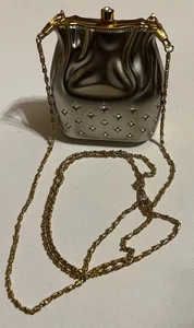 Vintage Metall Hartbox Geldbörse/Clutch silber & goldfarben mit Strass Steinen  - Bild 1 von 17