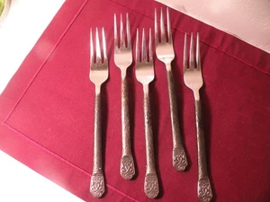 5 Dinner Forks GS Gourmet Settings AVALON BARCELONA Hammered Stainless 8 1/2" - Picture 1 of 5