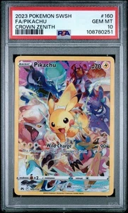 POKEMON PIKACHU 160/159 FULL ART SWORD & SHIELD CROWN ZENITH PSA 10 - Picture 1 of 4