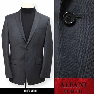 ALFANI мужской угольно-серый клетку SLIM FIT шерсти спортивное пальто костюм куртка blazer 38 R - Изображение 1 из 4