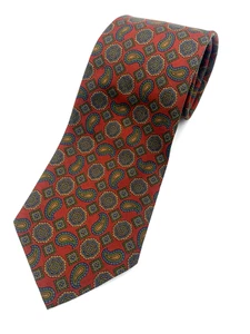 Polo by Ralph Lauren Men's 100% Silk Men's Necktie Paisley Burgundy Blue Green - Picture 1 of 4