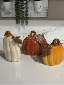 Juego de 3 calabazas pequeñas de cerámica - Imagen 1 de 4