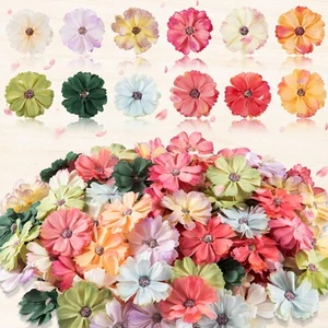 120 Pcs Faux Flowers Heads for Crafts Artificial Small Silk Daisy Flowers Emb... - Picture 1 of 7