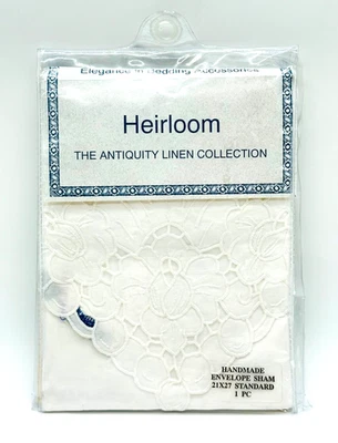 Heirloom Handmade Envelope Sham Standard The Antiquity Linen Collection 21" X27" - Image 1 of 4